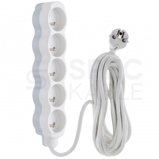 Przedłużacz elektryczny Listwa zasilająca na 5 gniazd [2P+Z] biało-szara 1,5m BEMKO