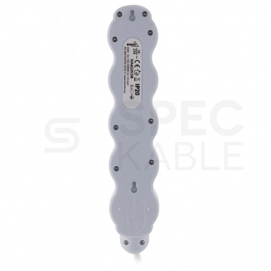 Przedłużacz elektryczny Listwa zasilająca na 5 gniazd [2P+Z] biało-szara 1,5m BEMKO