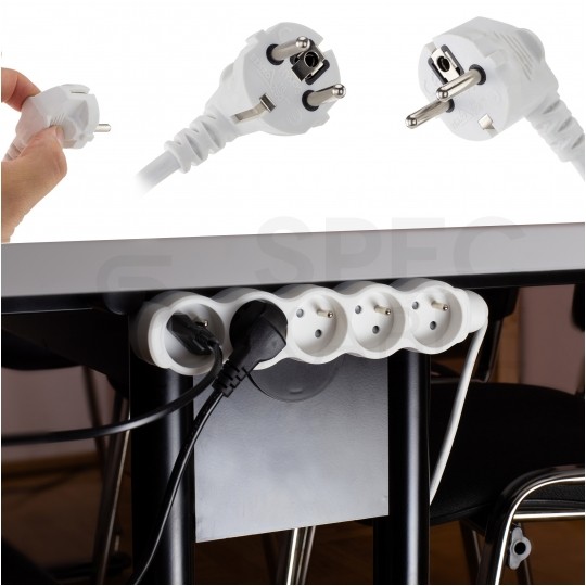 Przedłużacz elektryczny Listwa zasilająca na 5 gniazd [2P+Z] biało-szara 1,5m BEMKO