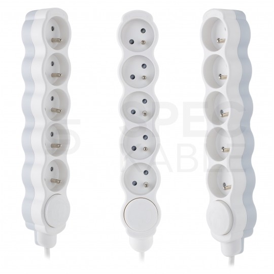 Przedłużacz elektryczny Listwa zasilająca na 5 gniazd [2P+Z] z wyłącznikiem biało-szara 5m BEMKO