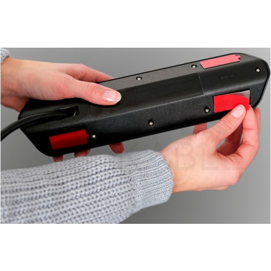 Przedłużacz elektryczny Listwa zasilająca narożna Estilo na 2 gniazda [2P+Z] + 2 płaskie [2P] + 2 gniazda USB (5V 3,1A) srebrno-czarna 2m Brennenstuhl