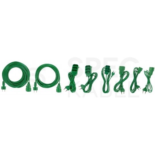 Przedłużacz elektryczny płaski do lampek choinkowych OMYp 2x0,75mm2 (wtyk / gniazdo) bez uziemienia 230V 2,5A zielony 1,5m