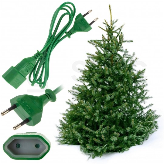 Przedłużacz elektryczny płaski do lampek choinkowych OMYp 2x0,75mm2 (wtyk / gniazdo) bez uziemienia 230V 2,5A zielony 1,5m