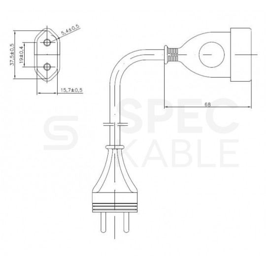 Przedłużacz elektryczny płaski do lampek choinkowych OMYp 2x0,75mm2 (wtyk / gniazdo) bez uziemienia 230V 2,5A zielony 1,5m