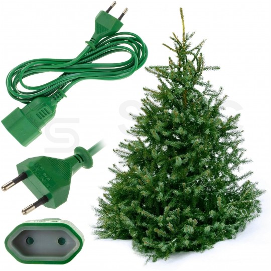 Przedłużacz elektryczny płaski do lampek choinkowych OMYp 2x0,75mm2 (wtyk / gniazdo) bez uziemienia 230V 2,5A zielony 3m