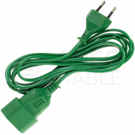 Przedłużacz elektryczny płaski do lampek choinkowych OMYp 2x0,75mm2 (wtyk / gniazdo) bez uziemienia 230V 2,5A zielony 3m