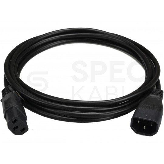 Przedłużacz komputerowy Kabel zasilający (230V 10A) do komputerów i zasilaczy UPS złącza IEC320 (C14 / C13) czarny 3m