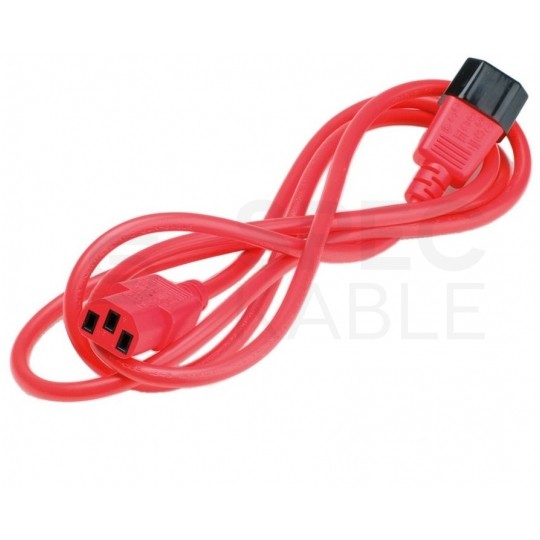 Przedłużacz komputerowy Kabel zasilający (230V 10A) do komputerów i zasilaczy UPS złącza IEC320 (C14 / C13) czerwony 0,8m
