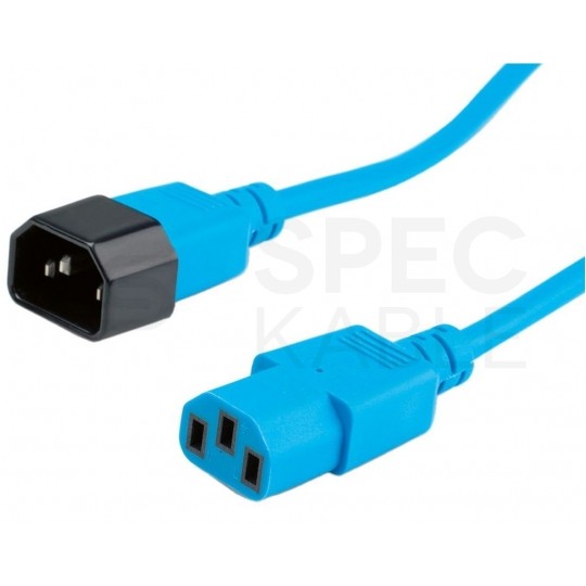 Przedłużacz komputerowy Kabel zasilający (230V 10A) do komputerów i zasilaczy UPS złącza IEC320 (C14 / C13) niebieski 0,8m