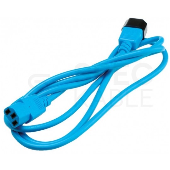 Przedłużacz komputerowy Kabel zasilający (230V 10A) do komputerów i zasilaczy UPS złącza IEC320 (C14 / C13) niebieski 1,8m
