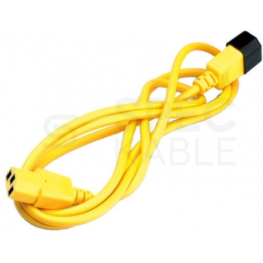 Przedłużacz komputerowy Kabel zasilający (230V 10A) do komputerów i zasilaczy UPS złącza IEC320 (C14 / C13) żółty 0,8m