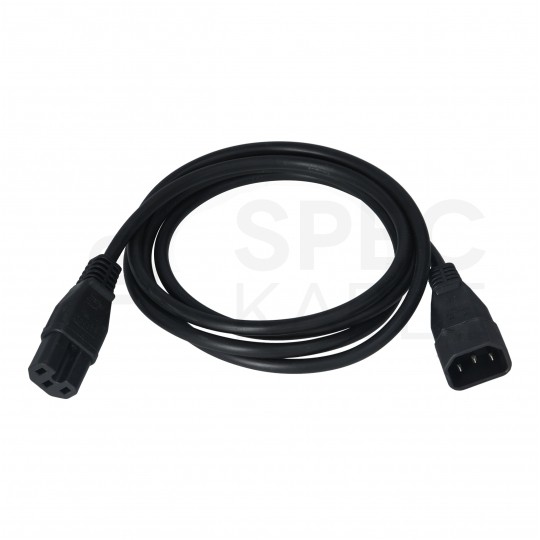 Przedłużacz serwerowy kabel zasilający (230V 10A) do komputerów, serwerów i zasilaczy UPS złącza IEC320 (C14) - IEC320 (C15) czarny 1,8m