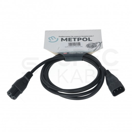 Przedłużacz serwerowy kabel zasilający (230V 10A) do komputerów, serwerów i zasilaczy UPS złącza IEC320 (C14) - IEC320 (C15) czarny 1,8m