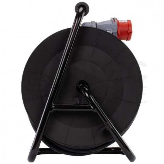 Przedłużacz siłowy zwijany na bębnie Rozgałęźnik budowlany na 1 gniazdo siłowe [5p] 400V 16A + 2 gniazda [2P+Z] 230V 16A IP44 na kablu OW 5x2,5mm2 30m