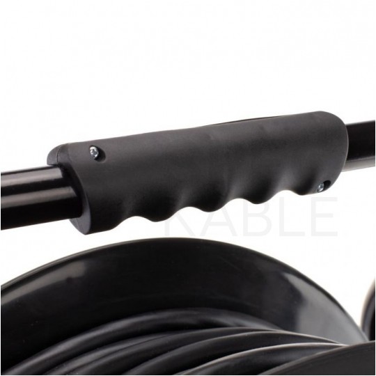 Przedłużacz siłowy zwijany na bębnie Rozgałęźnik budowlany na 1 gniazdo siłowe [5p] 400V 16A + 2 gniazda [2P+Z] 230V 16A IP44 na kablu OW 5x2,5mm2 50m