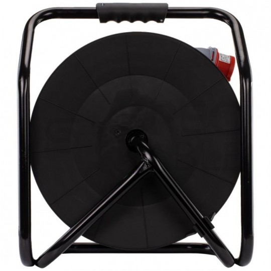 Przedłużacz siłowy zwijany na bębnie Rozgałęźnik budowlany na 1 gniazdo siłowe [5p] 400V 16A + 2 gniazda [2P+Z] 230V 16A IP44 na kablu OW 5x2,5mm2 50m