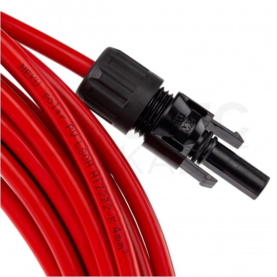 Przedłużacz solarny kabel 4mm2 ze złączami typu MC4 czerwony 20m