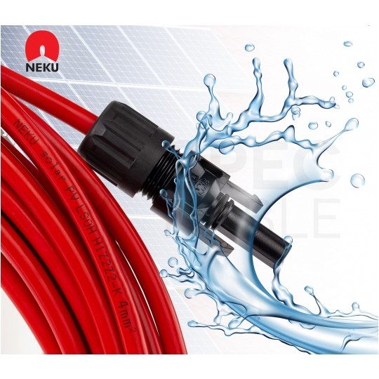 Przedłużacz solarny kabel 4mm2 ze złączami typu MC4 czerwony 20m