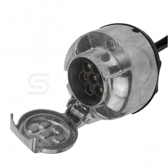 Przedłużacz spiralny QLY-s kabel do przyczepy zakończony metalowymi złączami 7-pin 12V (gniazdo / wtyk) 3m