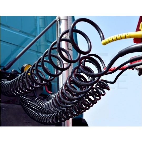 Przedłużacz spiralny QLY-s kabel do przyczepy zakończony metalowymi złączami 7-pin 12V (gniazdo / wtyk) 3m