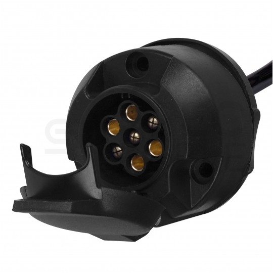 Przedłużacz spiralny QLY-s kabel do przyczepy zakończony plastikowymi złączami 7-pin 12V (gniazdo / wtyk) 4m