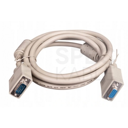 Przedłużacz VGA (D-Sub 15-pin) HD@60 (wtyk / gniazdo) szary 3m