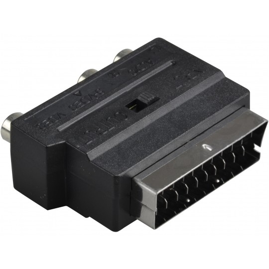 Przejście Adapter EURO SCART (wtyk 21-pin) / 3x RCA Cinch (gniazdo) + S-Video (gniazdo)