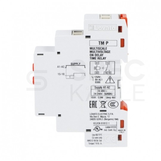 Przekaźnik czasowy (0,1s - 10dni) 24-240V 8A z opóźnionym zadziałaniem 1-modułowy TMP LOVATO