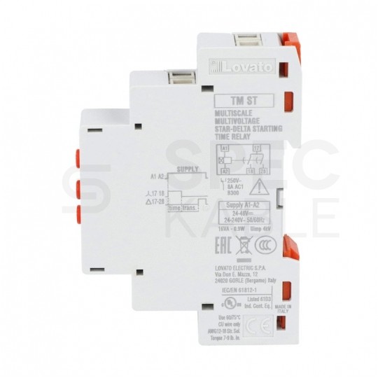 Przekaźnik czasowy (0,1s - 10min) 24-240V 8A do rozruszników gwiazda-trójkąt 1-modułowy TMST LOVATO