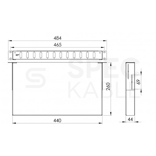 Przełącznica światłowodowa FO 12xSC duplex RACK 19" 1U wysuwana szara
