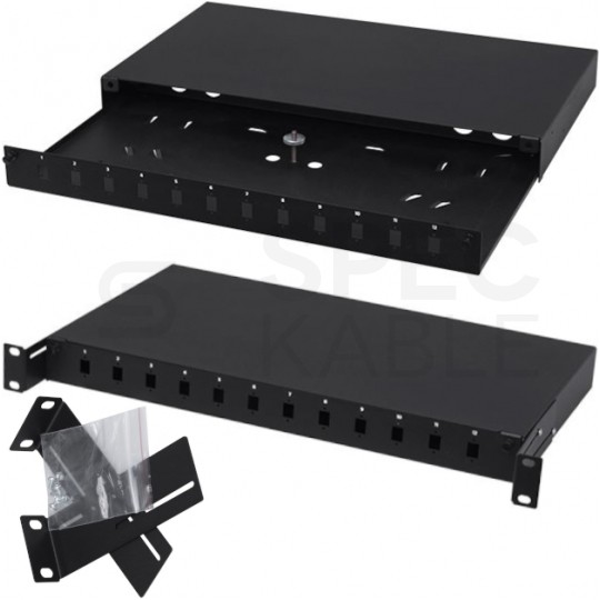 Przełącznica światłowodowa FO 12xSC simplex RACK 19" 1U wysuwana czarna