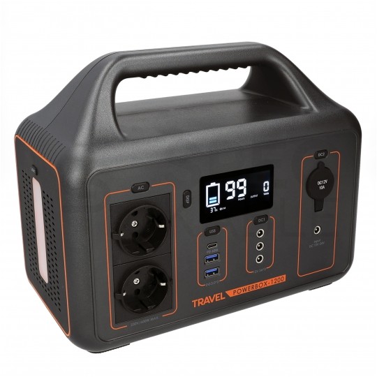 Przenośna stacja zasilania 600W Powerbank solarny 461Wh (ładowanie AC + DC) VOLT TRAVEL POWERBOX OPTI 1200