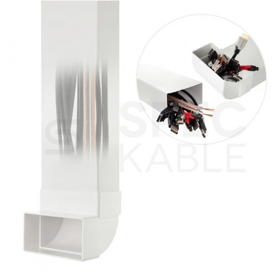 Przepust kanał kablowy podtynkowy płaski 55x110mm 0,5m do prowadzenia kabli telewizyjnych + 2x kolanko 90st airRoxy