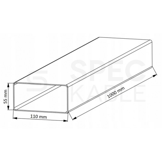 Przepust kanał kablowy podtynkowy płaski 55x110mm 1m do prowadzenia kabli telewizyjnych + 2x kolanko 90st airRoxy