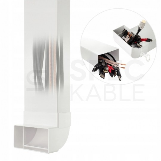 Przepust kanał kablowy podtynkowy płaski 55x110mm 2x 0,5m do prowadzenia kabli telewizyjnych + łącznik + 2x kolanko 90st airRoxy