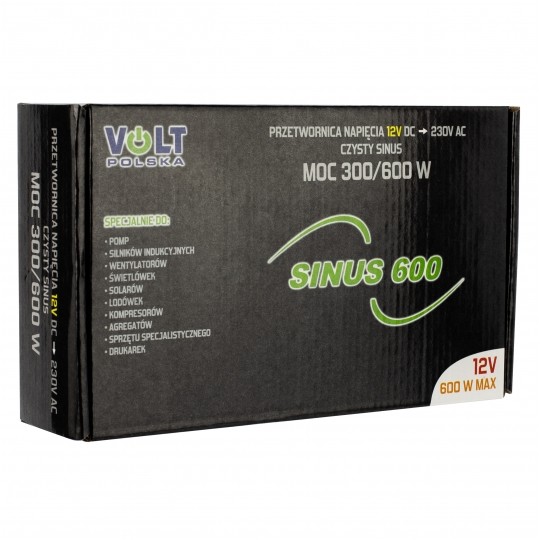 Przetwornica napięcia 12V / 230V czysty SINUS 300/600W VOLT SINUS 600