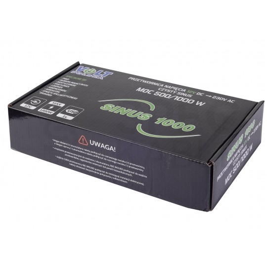 Przetwornica napięcia 12V / 230V czysty SINUS 500/1000W VOLT SINUS 1000