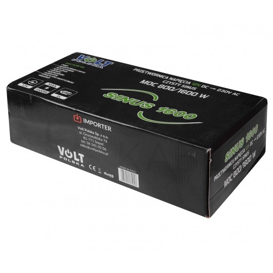 Przetwornica napięcia 12V / 230V czysty SINUS 800/1600W VOLT SINUS 1600