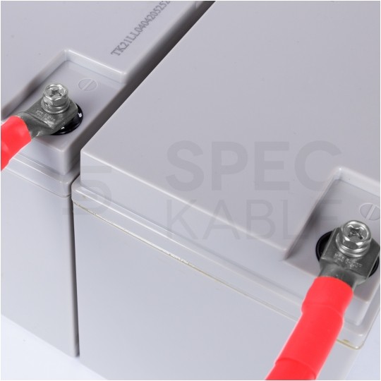 Przewód 16mm2 do łączenia akumulatorów AGM i żelowanych (z konektorami M8) o długości 30cm czerwony