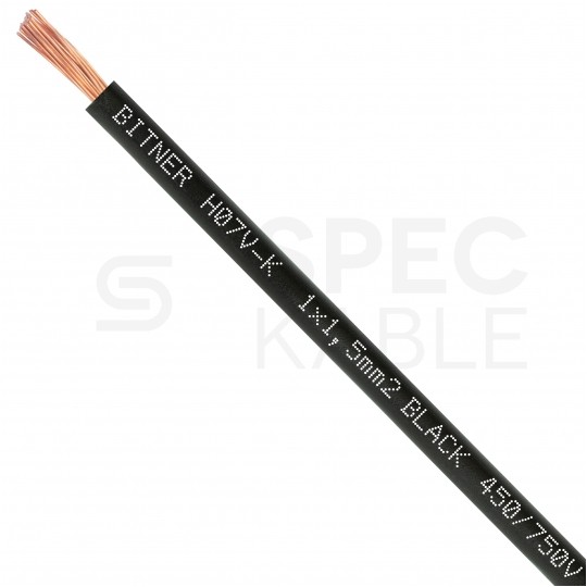 Przewód instalacyjny BiTOne H07V-K / LgY 1,5 750V czarny linka giętka Bitner