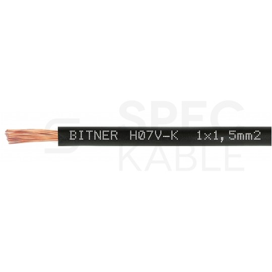 Przewód instalacyjny BiTOne H07V-K / LgY 1,5 750V czarny linka giętka Bitner