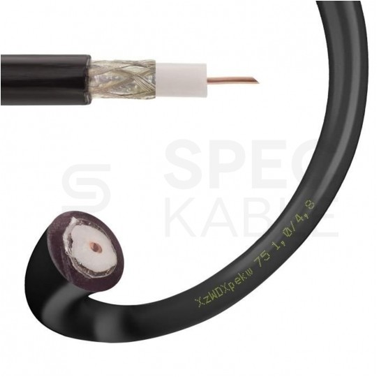Przewód koncentryczny zewnętrzny żelowany 75ohm XzWDXpekw75 1,0/4,8/8,4 czarny Technokabel