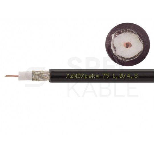 Przewód koncentryczny zewnętrzny żelowany 75ohm XzWDXpekw75 1,0/4,8/8,4 czarny Technokabel
