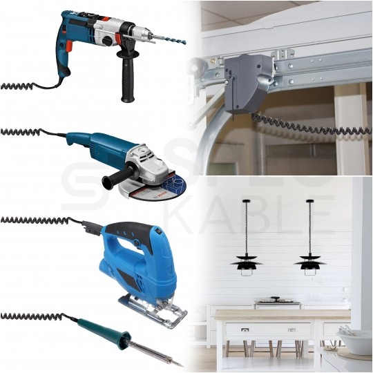 Przewód OMY spiralny 3x1,5mm2 kabel H03VVH8-F czarny 1,5m / 7,6m