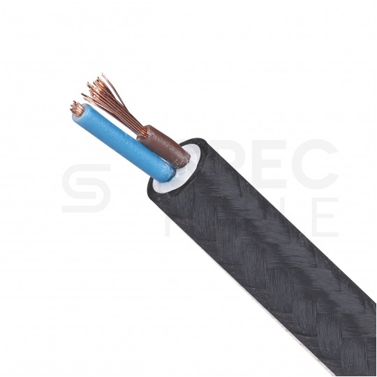 Przewód prądowy H03VV-F / OMY 300V 2x0,75 kabel w oplocie ciemny popiel linka