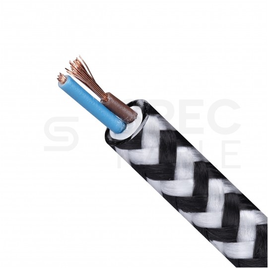 Przewód prądowy H03VV-F / OMY 300V 2x0,75 kabel w oplocie czarno-biały linka