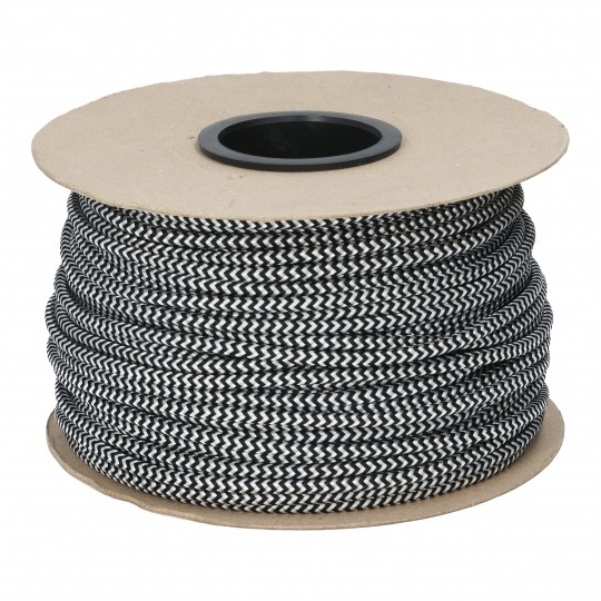 Przewód prądowy H03VV-F / OMY 300V 2x0,75 kabel w oplocie czarno-biały linka