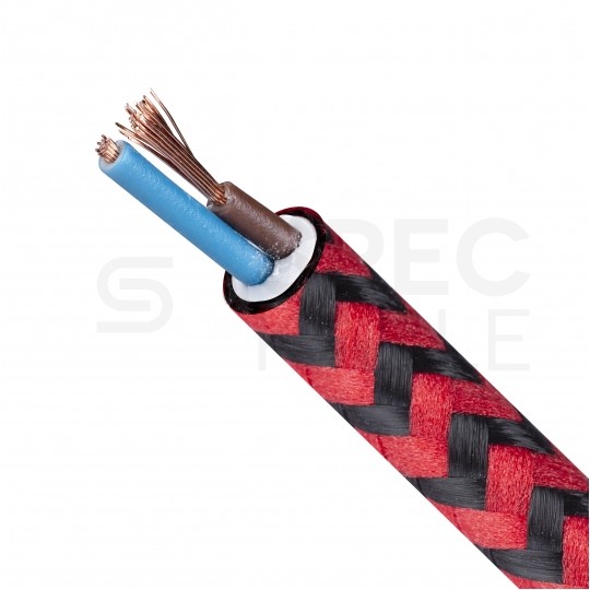 Przewód prądowy H03VV-F / OMY 300V 2x0,75 kabel w oplocie czarno-czerwony linka