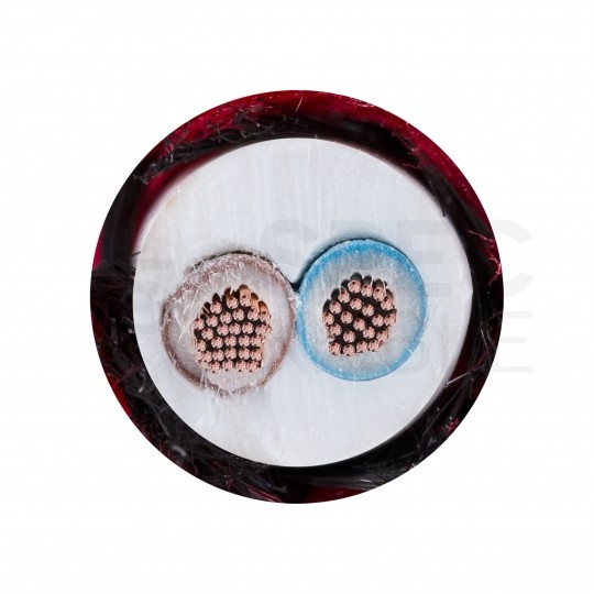 Przewód prądowy H03VV-F / OMY 300V 2x0,75 kabel w oplocie czarno-czerwony linka