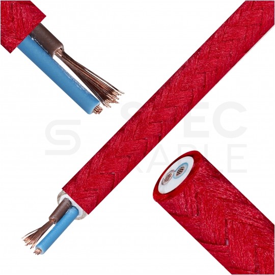 Przewód prądowy H03VV-F / OMY 300V 2x0,75 kabel w oplocie czerwony linka